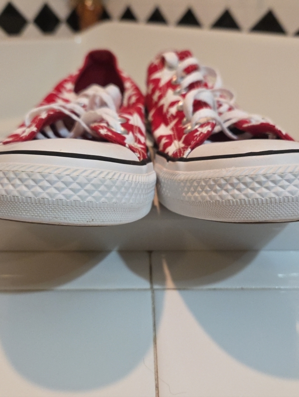 Converse All Star Red White Stars Low Top Sneakers Men's Sz 8 Women's 10 Chuck T - Picture 9 of 13